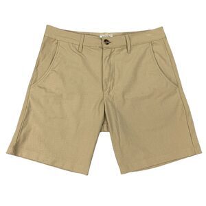 MTailor Shorts Mens 32 Bison Twill Lightweight Performance Flat Front Golf Khaki